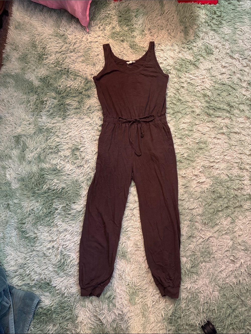 Women's Brown Sleeveless Drawstring Jumpsuit